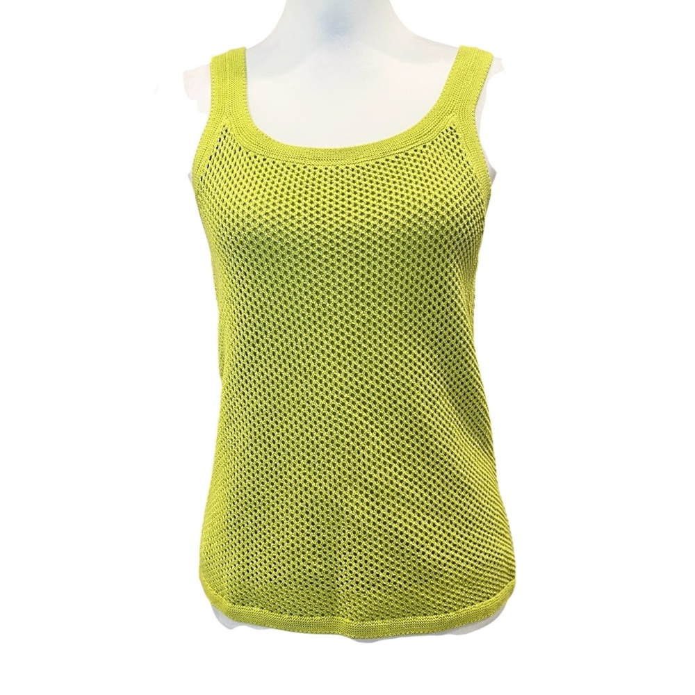 Nic+Zoe Mesh Stitch Knit Tank Top Sleeveless Grasshopper Green S NWT - Picture 4 of 15